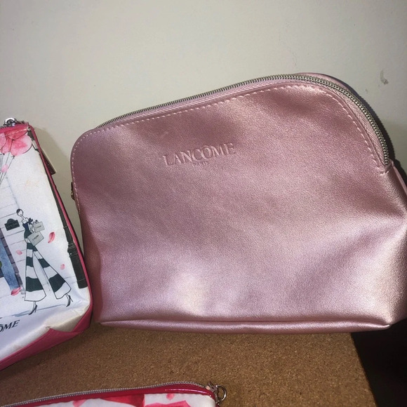 Lancome Paris 3 Makeup Bags 3 Sizes Zipper Pink Travel - Picture 4 of 7